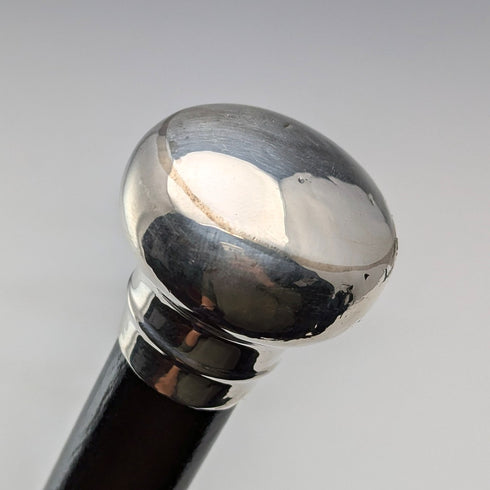 1926年 英国ヴィンテージ 紳士用 純銀製 丸ハンドル ステッキ 杖 90cm